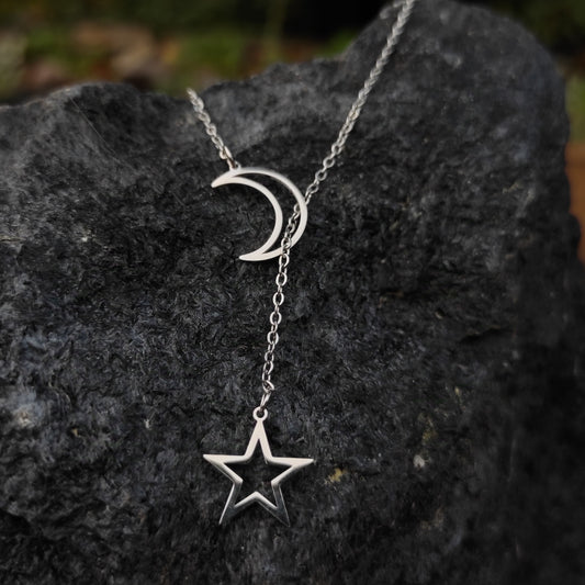Collier chaîne lune et étoile