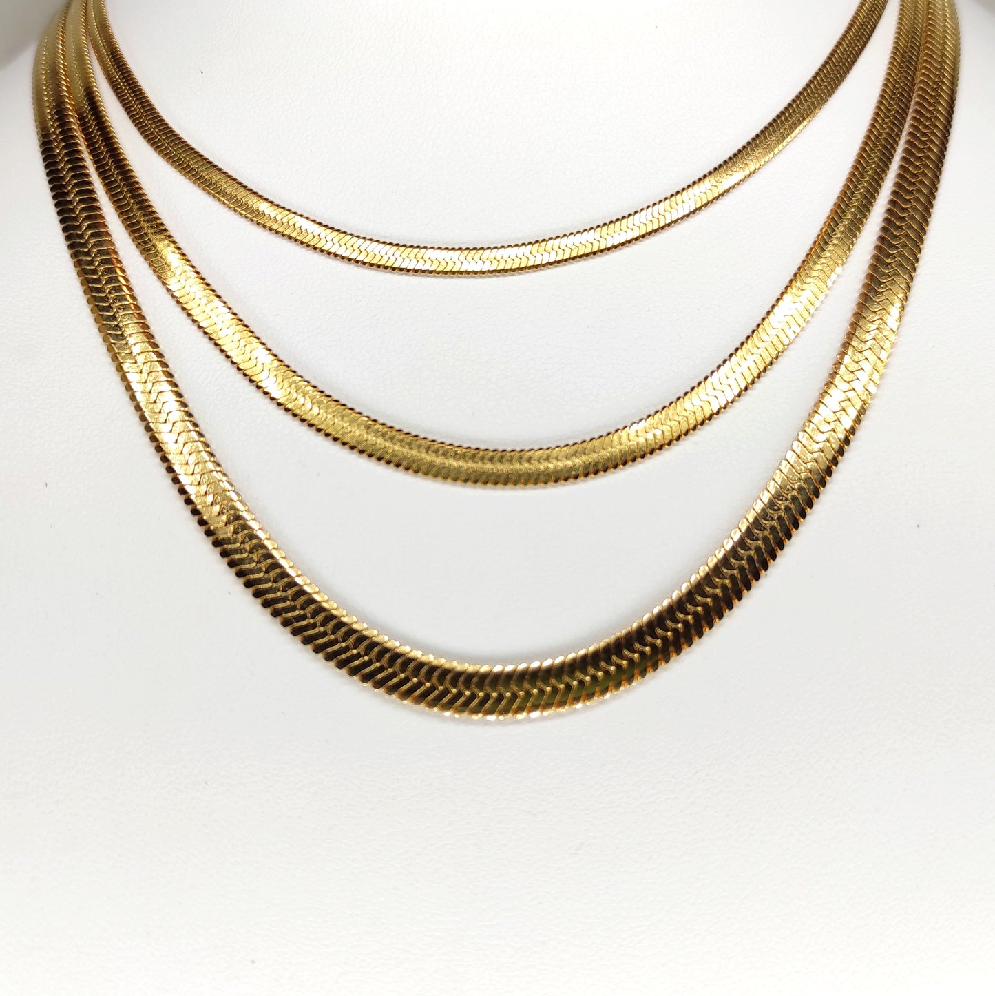 Collier - Chaîne Serpent plate acier inoxydable en doré ou argenté 3MM 4MM 5MM